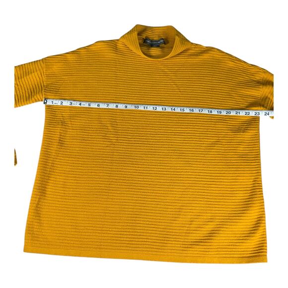 French Connection Mustard Yellow Mock Neck Sweater Small Ribbed Long Sleeve Cozy - Picture 5 of 9